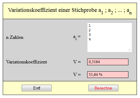 Variationskoeffizient einer Stichprobe berechnen