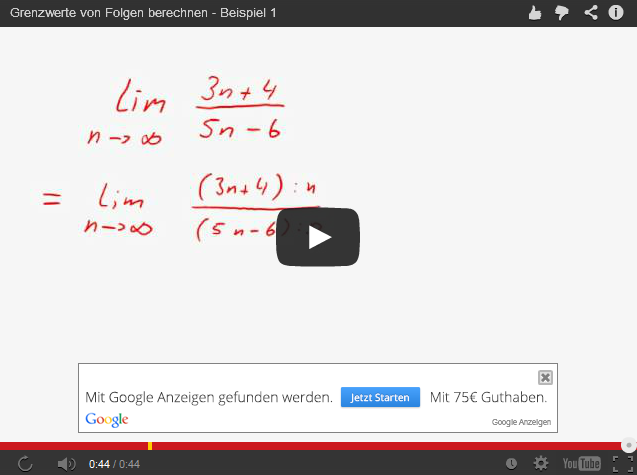 Grenzwerte von Folgen berechnen - Beispiel 1 (Video)